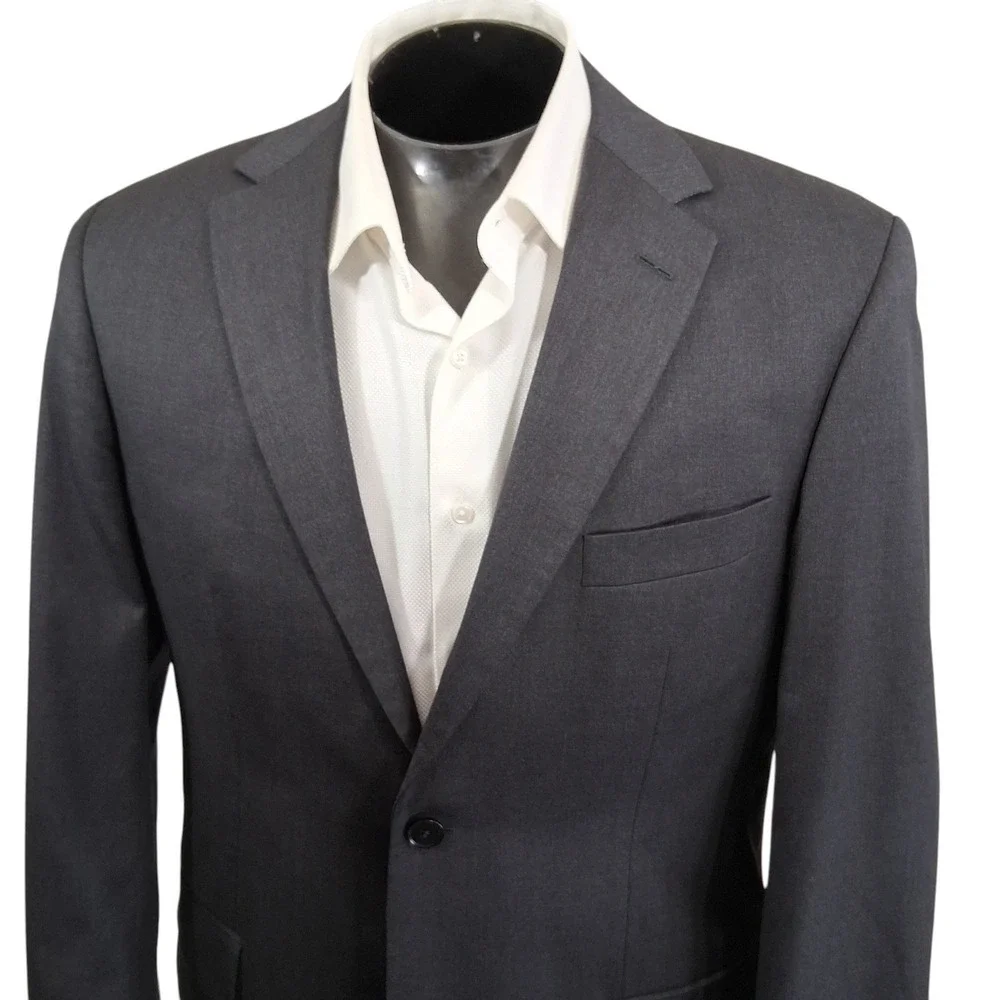 Hugo Boss Sport Coat Mens 40L Charcoal Gray Pasolini Super 100s Wool Double Vent